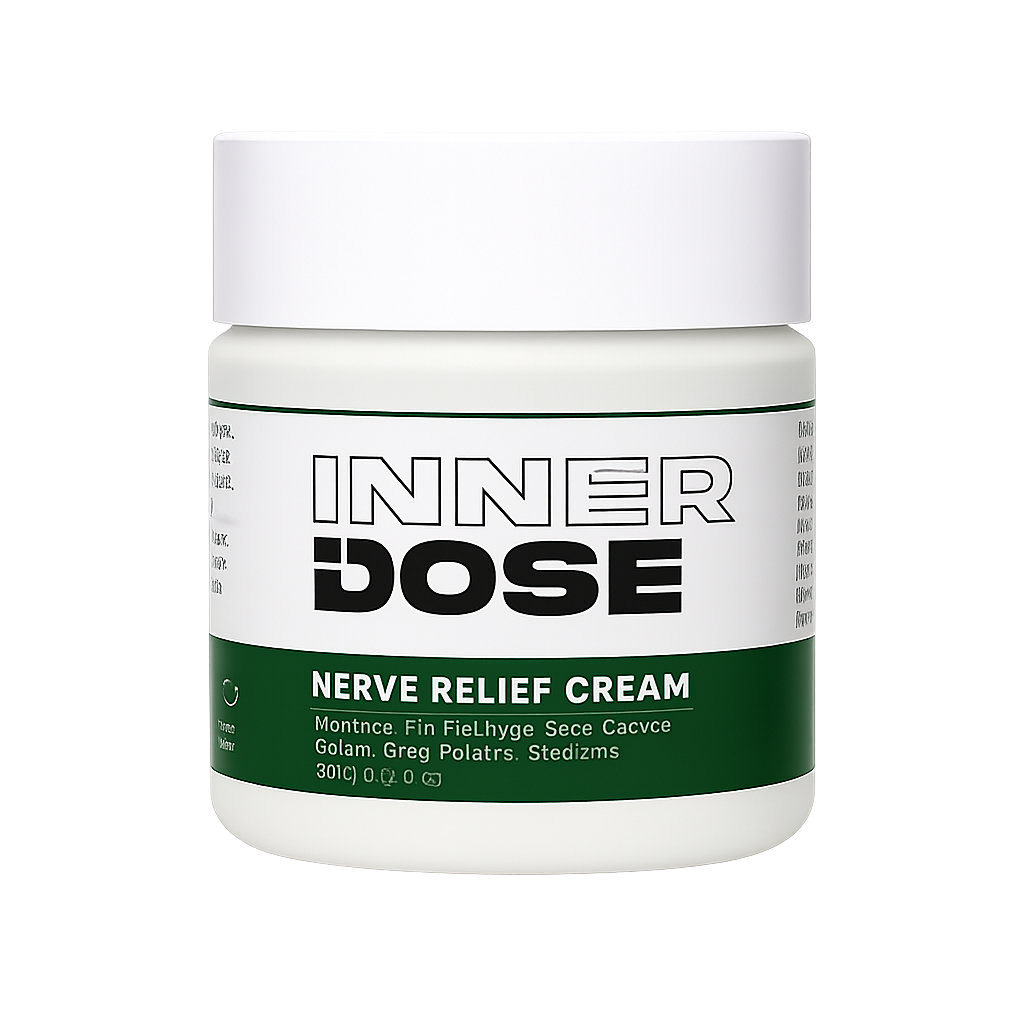 InnerDose Nerve Relief Cream — Appliquer. Rafraîchir. Rester allongé.