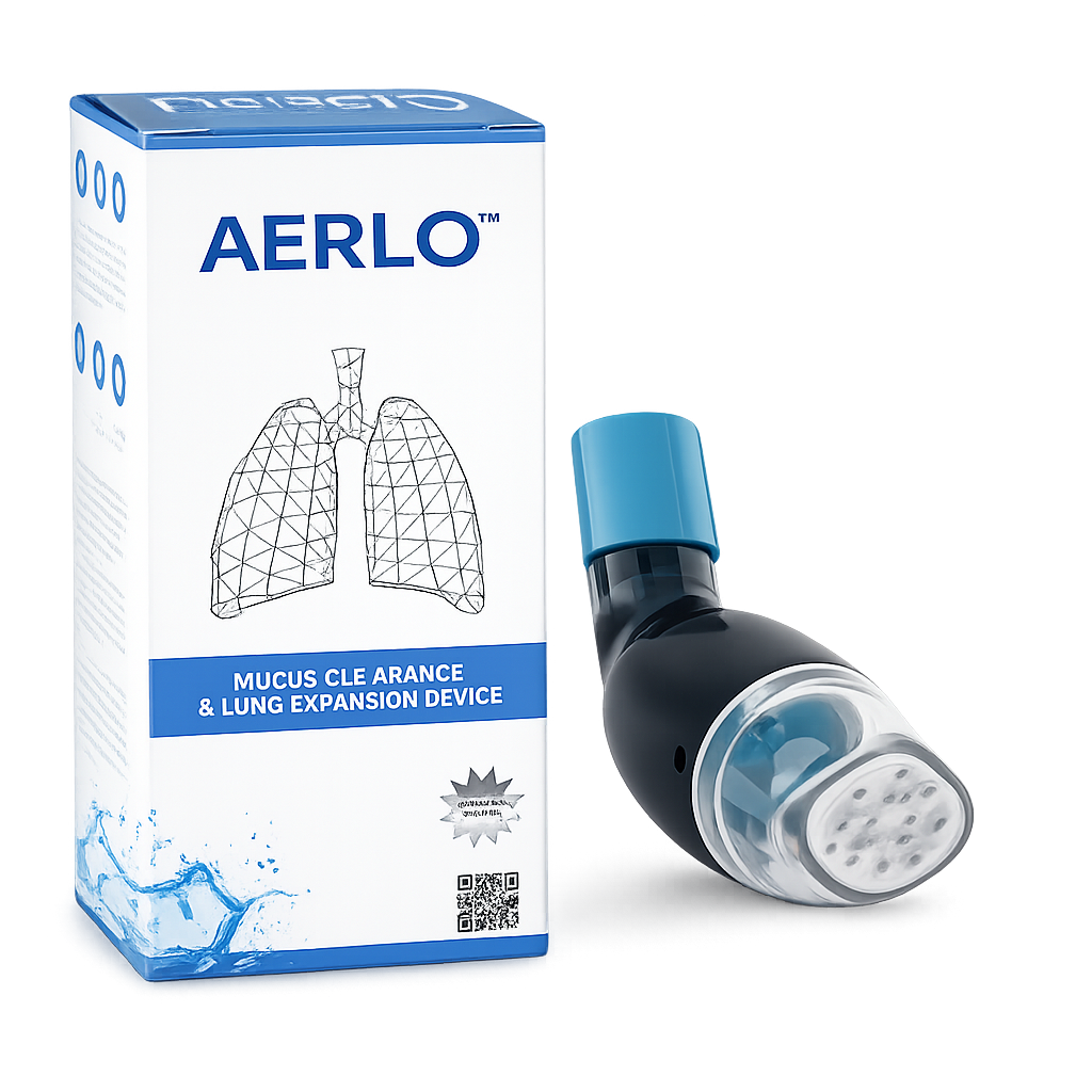 AERLO™ Appareil de kinésithérapie respiratoire — Contre les sécrétions tenaces · Premier changement souvent perceptible dès la première semaine