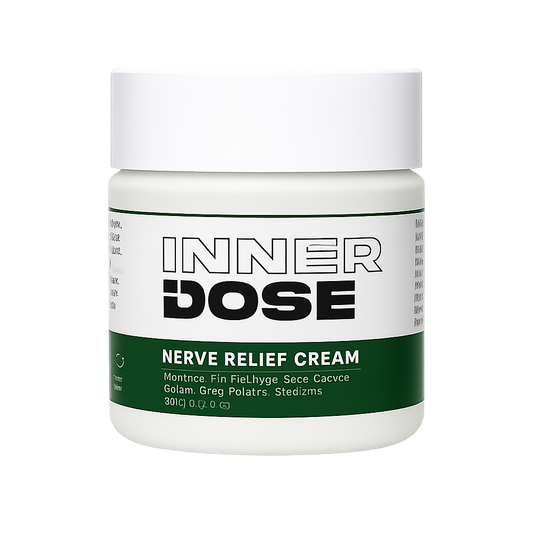 InnerDose Nerve Relief Cream — Appliquer. Rafraîchir. Rester allongé.